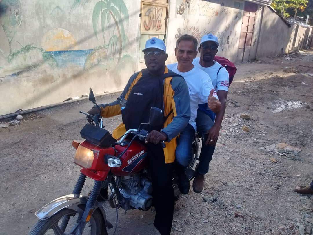 Saintil Rithzer Lee, le président de CSPV, Fernand et Paul Moril, responsable de la formation, Port au Prince, le 08 Juillet 2018